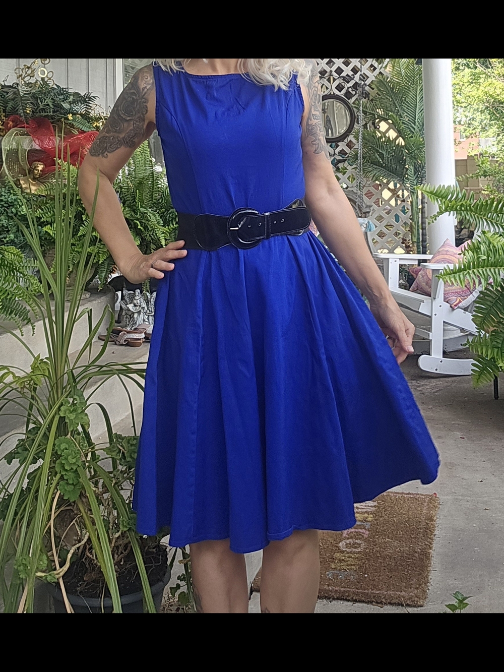 Royal Blue Sleeveless Fit & Flare Dress